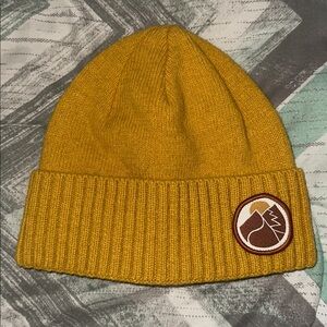 Patagonia - Mustard Yellow Knit Beanie with Mountain Patch